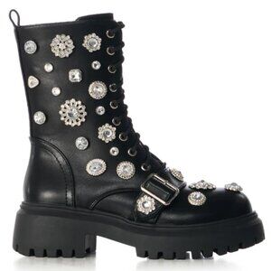 Azalea Wang Royal Highness Embellished Moto Boot